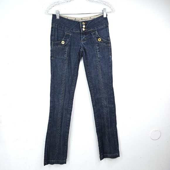 Vintage Y2K Zanadi Dark Wash Super Low Waist Skinny Denim Jeans 26x31 - Picture 1 of 8